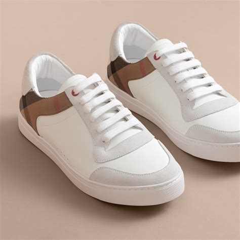 burberry optic white shoes|burberry leather sneakers.